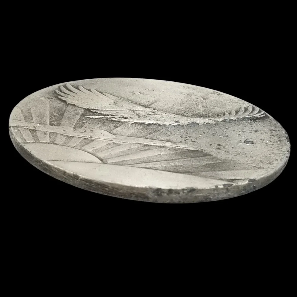 Vintage Eagle Flying At Sunrise Round Belt Buckle USA Made‎ Napoleon Empereur